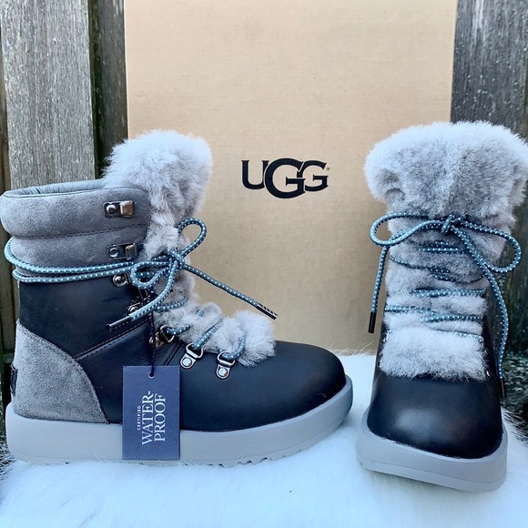 UGG Viki Waterproof NEW Lace Up Shearling Lined Winter Snow Rain Boots Size 5.5 - Picture 8 of 9